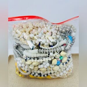 Vintage & Modern White Colored Beaded Necklace, Mystery Jewelry Lot 5LBs